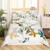 Hummingbird Floral Duvet Cover Birds Bedding Set Blue Green Spring Wild Animals Botanical Comforter Cover Polyester Quilt Cover