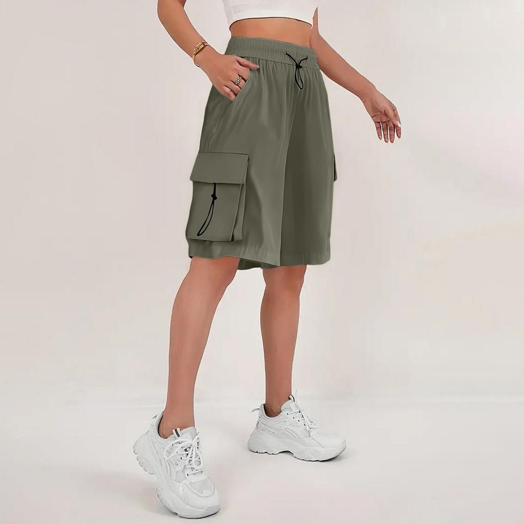Women's Summer Work Pants Are Loose Comfortable Casual Fashionable With Multiple Pockets And Solid Color Shorts