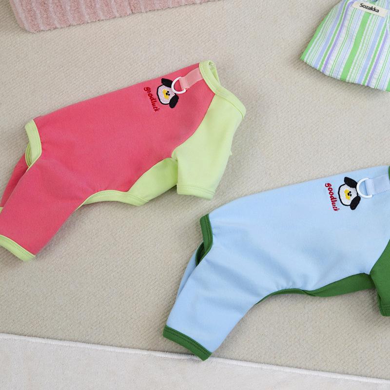 Comfortable cotton pet loungewear teddy than bear dog clothes four-legged pajamas can be towed