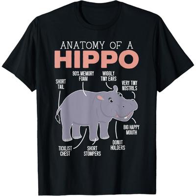 Anatomie Van Een Hippo Dieren Nijlpaard Liefhebber T-Shirt(1)