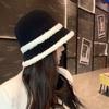 Chapeau seau en tricot à tempérament élégant, ajouré, anti-UV, tissé, chapeau de pêcheur, couleur unie, respirant, protection solaire, pour les vacances