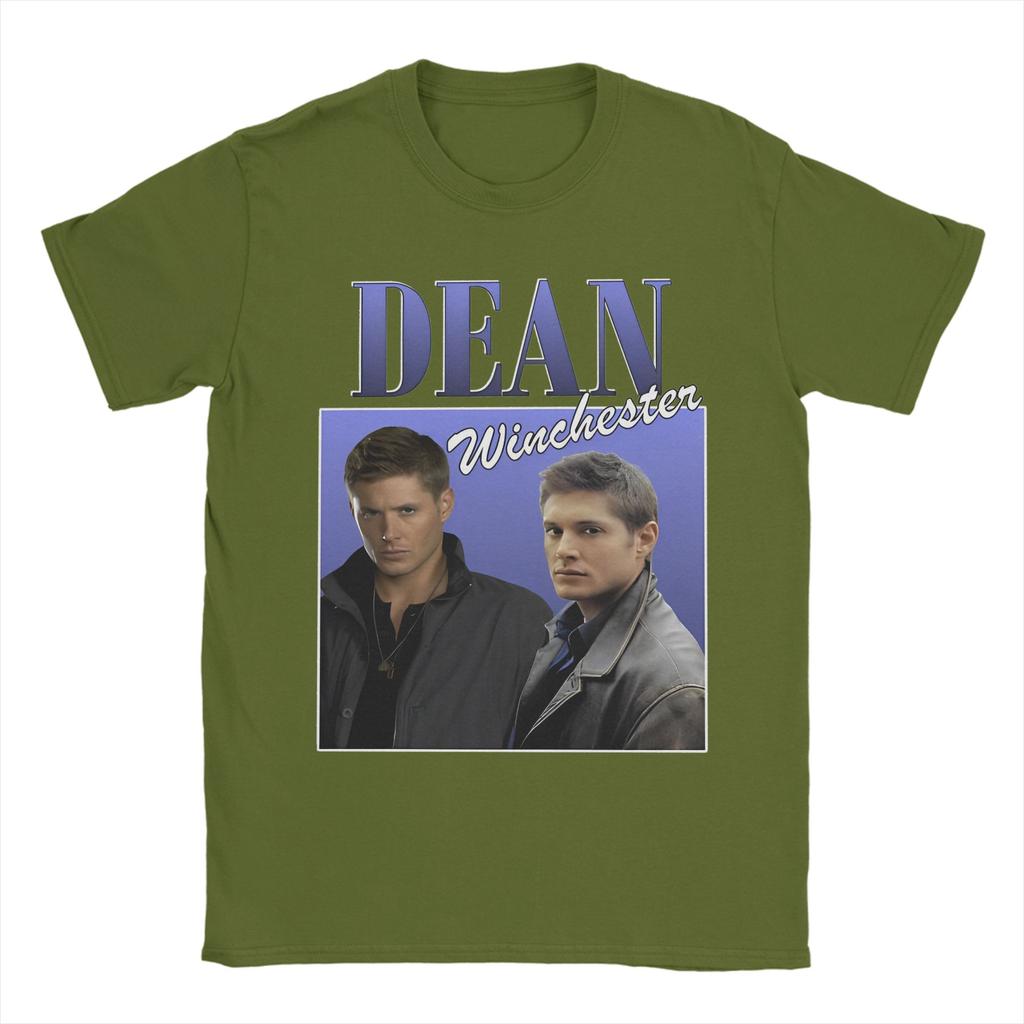 Leisure Supernatural Dean Winchester Tshirt Crewneck Short Sleeve Tops Shirts Movie TV Series Cotton Summer Tops Shirts