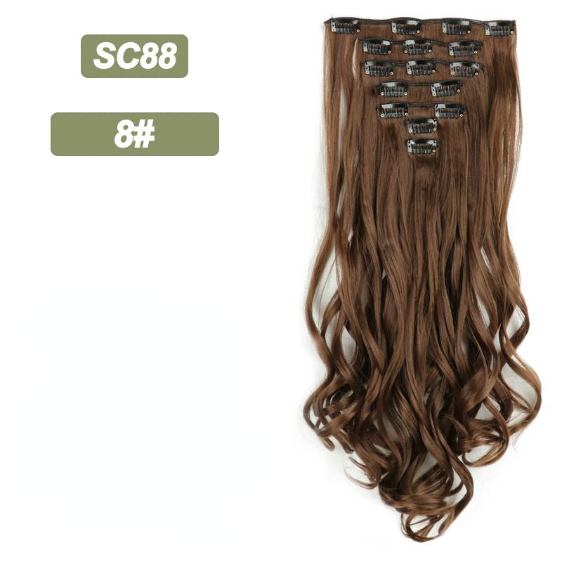 MISSQUEEN Long Wavy Ombre Hair Extensions 16 Hairpins Clipped In The Hair Extensions To Synthesize A Heat Resistant Thick Wig