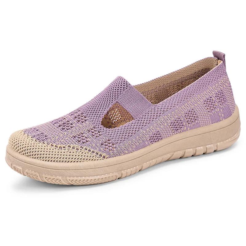 Womens Mesh Shoes Summer Breathable Casual Shoes Lightweight Walking Flats Shallow Mouth Hollow Out Footwear Comfortable Loafers
