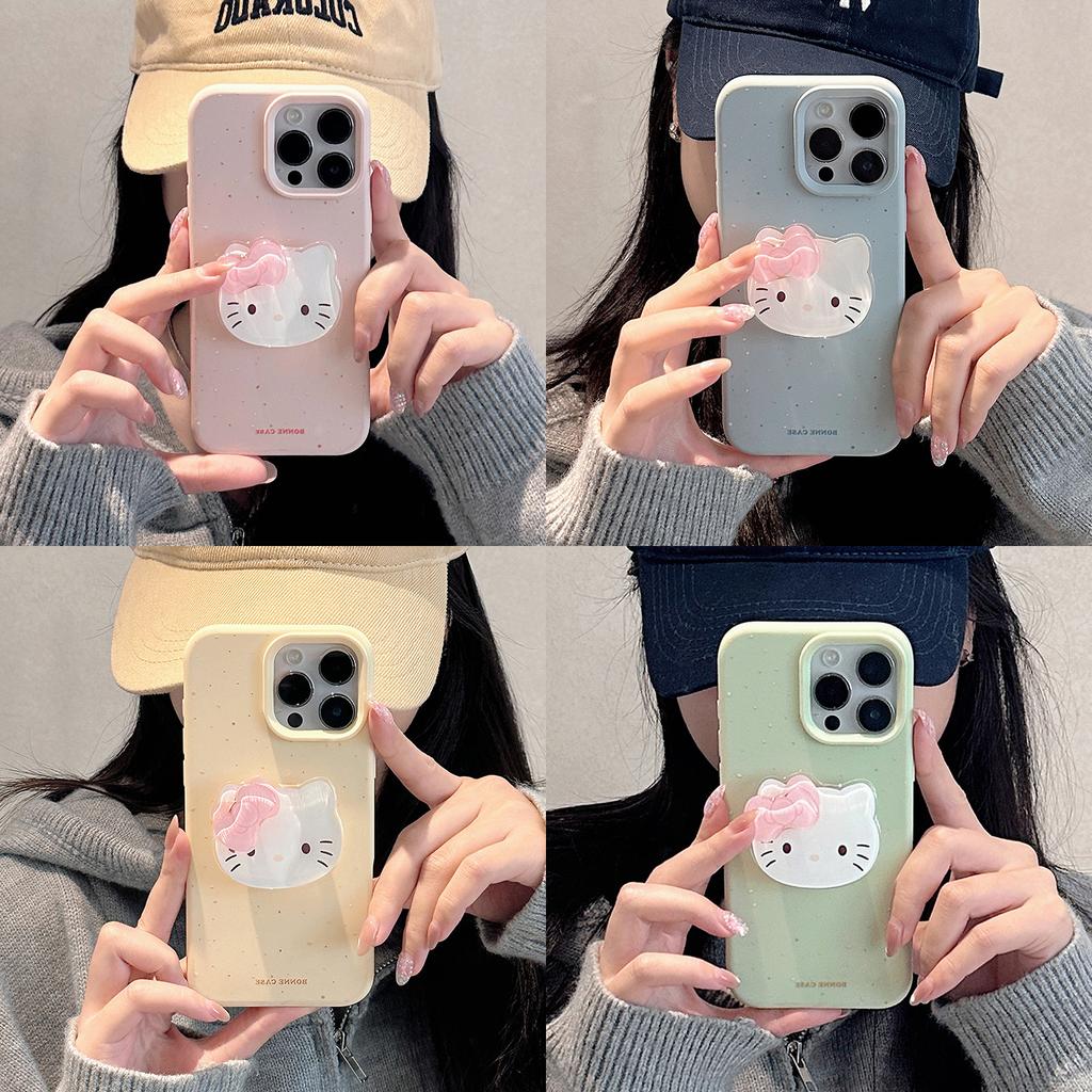 Bow cat rotating bracket for iphone17promax mobile phone case 16 cartoon 13 apple 14 pendant