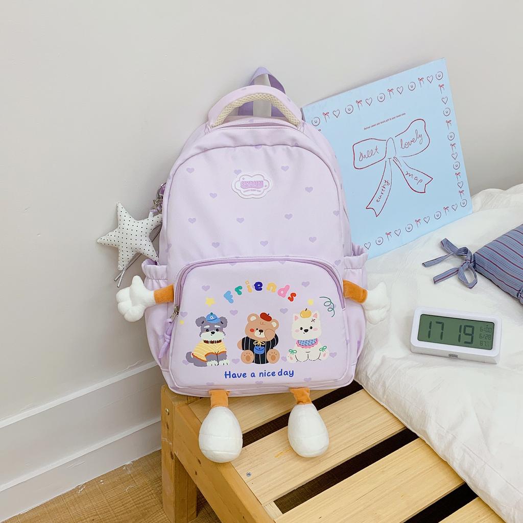 Schoolbag College Style Cartoon Doll Backpack Large Capacity Middle and High School Campus Daily Travel Backpack Class Student School Bag