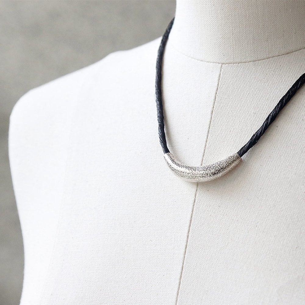 Bydaisy 02Sn0103 Silk Cord Silver Bar Necklace