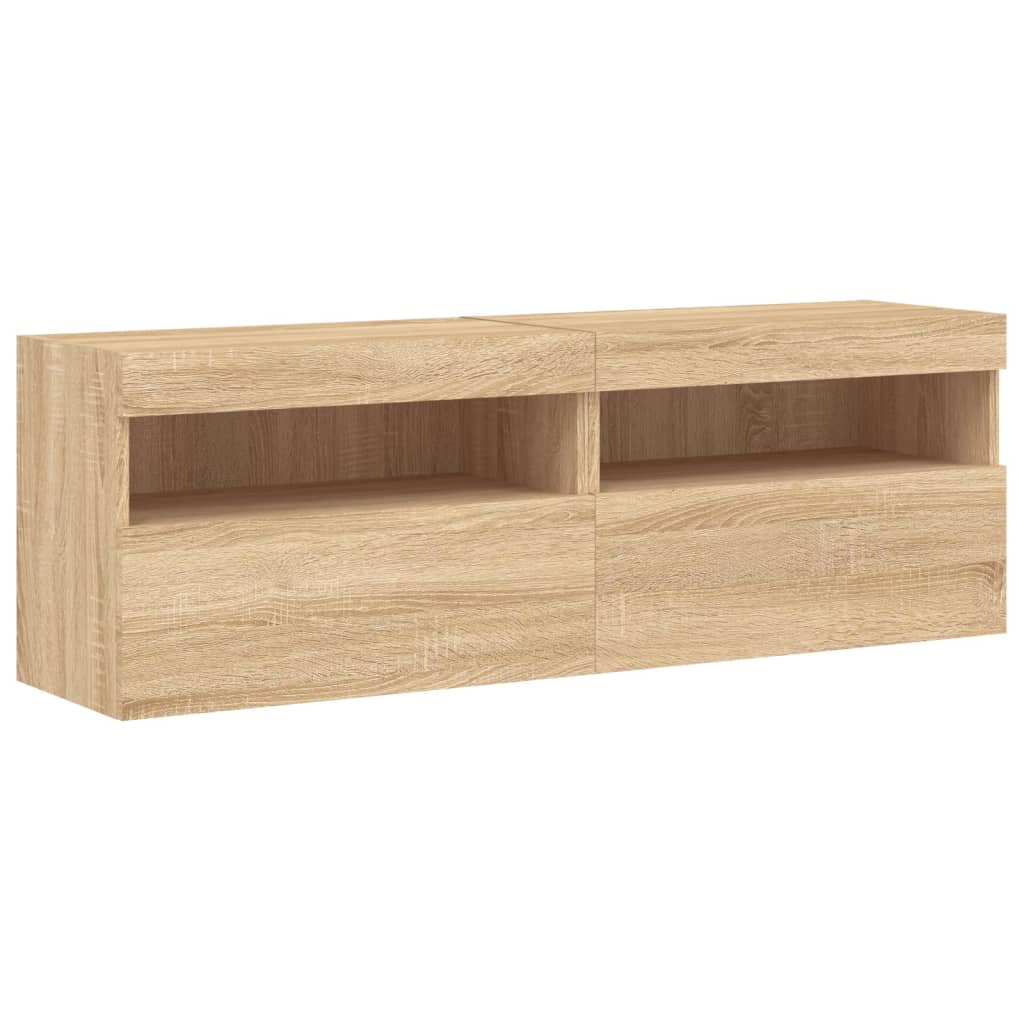 Vidaxl Wall-Mounted TV Cabinets With LED, 2 Pcs., Sonoma Oak, 60X30X40 Cm