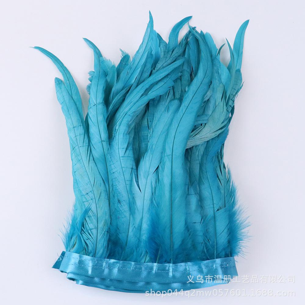 25-30Cm Dyeing Purple Tail Cloth Edge Clothing Accessories Pendant Handicraft Material Chicken Feather Cloth Belt Diy