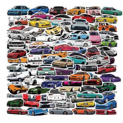 100Pcs Car Stickers Sports Car Racing Stickers Vinyl Waterproof Stickers, Party Favors for Water Bottles