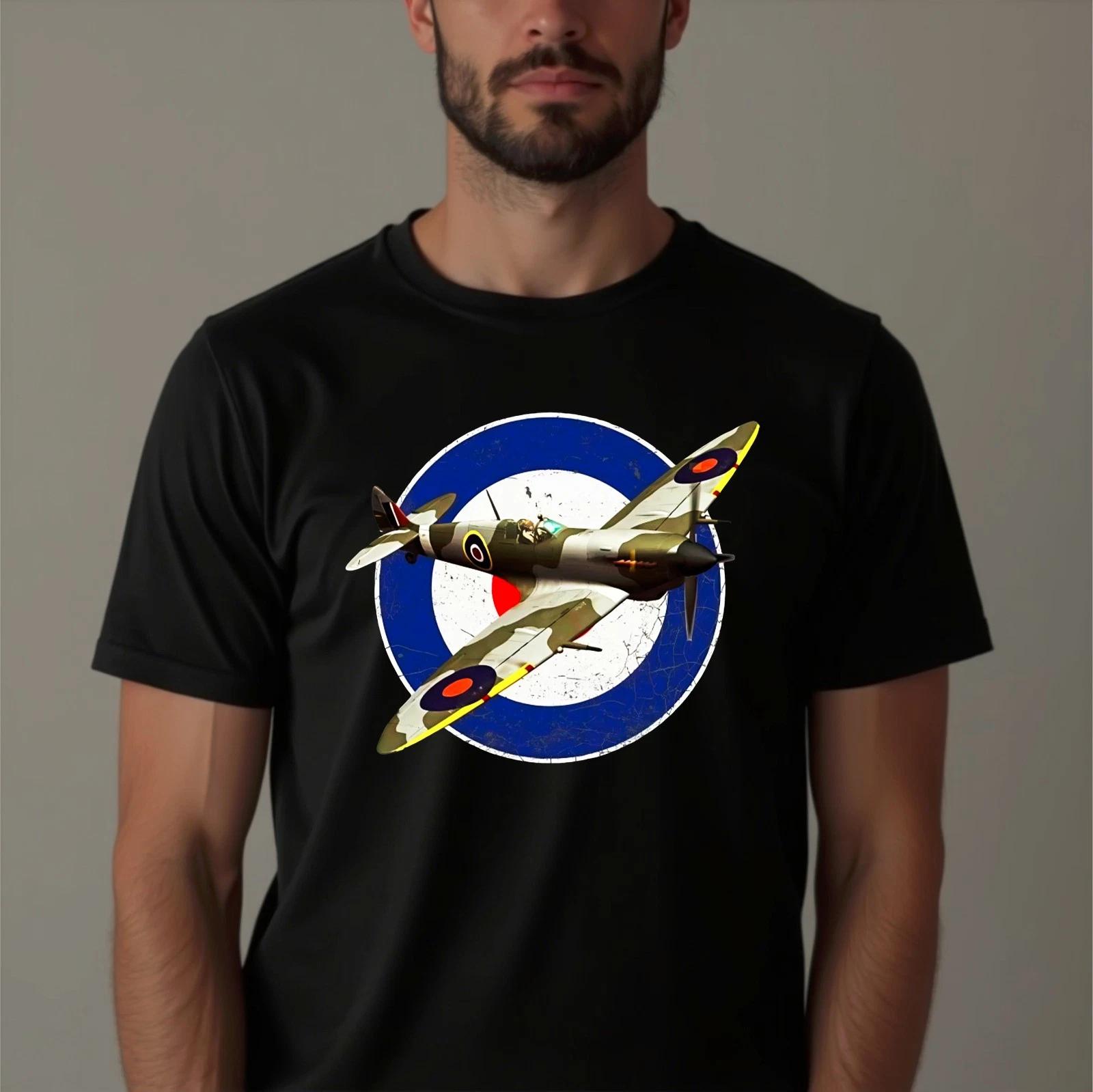 

Spitfire T-Shirt, Supermarine British Fighter Battle of Britain RAF Gift Tee Top S