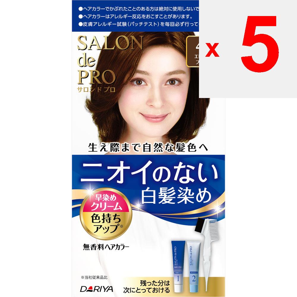 Dariya Salon De Pro Fragrance-Free Hair Color Fast Dyeing Cream (for Gray Hair) 4E Elegant Brown 40g+40g (Quasi-drug) Graying Hair Cream Colorant for