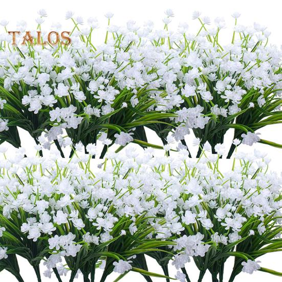 

10 шт. искусственных цветов, букет, не выцветающие искусственные цветы, всесезонные искусственные цветы, связки для дома, свадьбы, фермерского дома, наружного и внутреннего декора белый