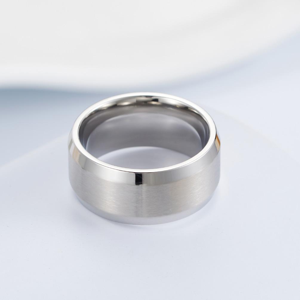Simple Matte Titanium Steel Ring, Gold-plated Wide Brushed Ring