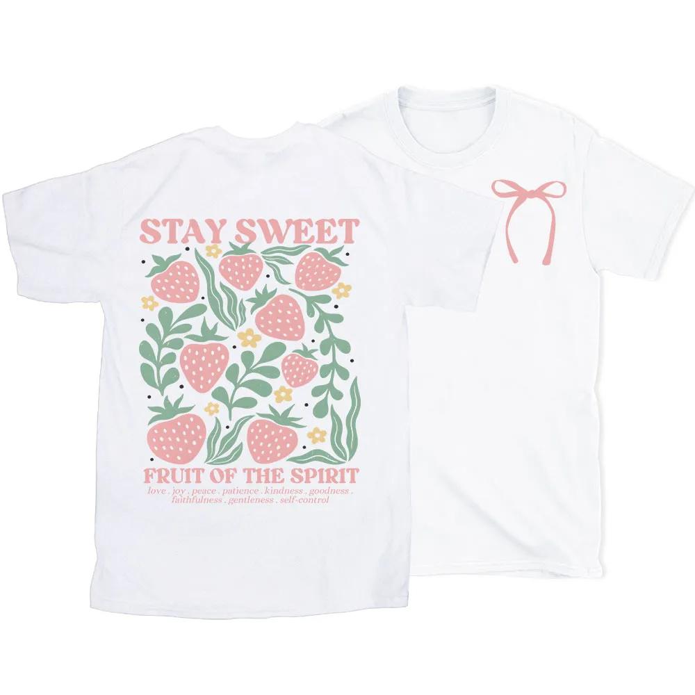 Summer 2026 New Keep Sweet Spirit Fruit Unisexs Tshirt Fashion Hot Round Collar Unisexs and Womens Same Print Tshirt S