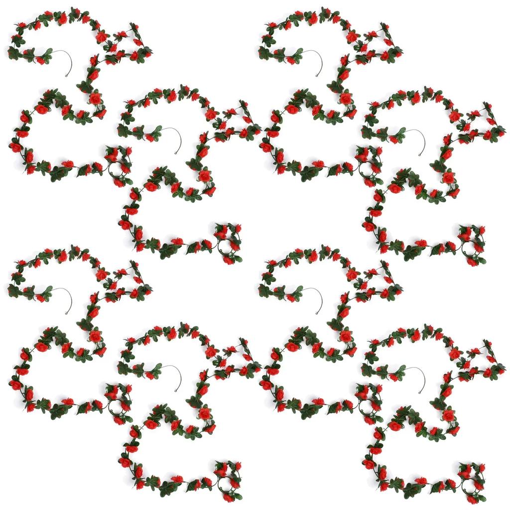 40 Heads Simulated Rose Flower Vine Hedge Living Room Wedding Decoration Wall Hanging Simulated Flowers Rattan 8pcs 230cm