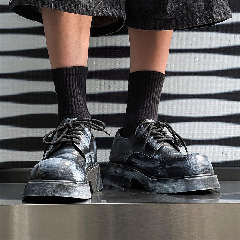 New Thick soled Men's Leather Shoes Trendy casual style design Party Nightclub Young and shoes Hot 38-46 Designer