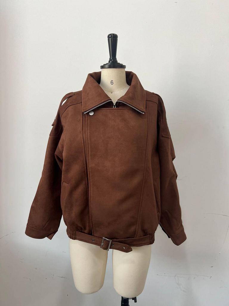 2024 Y2K Retro Braune Kurze Lockere Jacke für Damen - Frühling & Herbst Kollektion