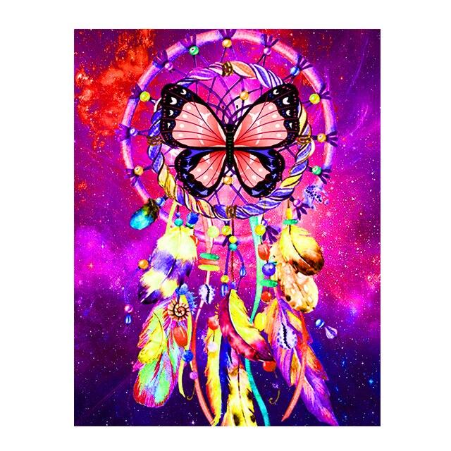 

Алмазная вышивка, красочный Ловец снов, перо, алмазная живопись, новинка, полная дрель, вышивка крестиком, мозаика, стразы Full Round 30x40CM
