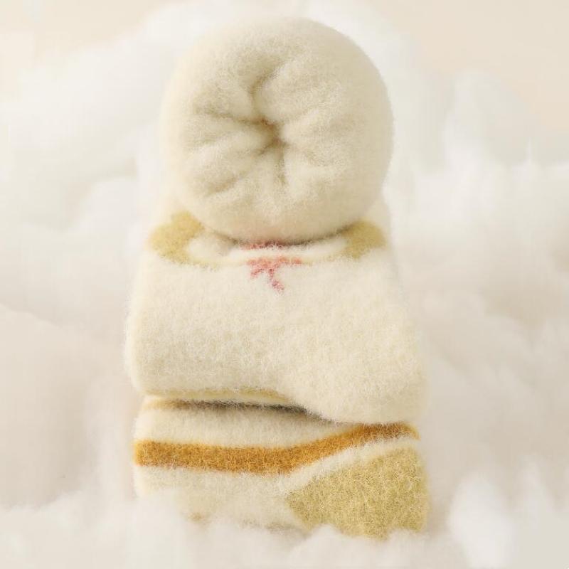 3pairs/set Baby Coral Velvet Women's Winter Thickened Plush Warm Comfortable Sleeping Sock Cute Cartoon Lovely Floor Socks