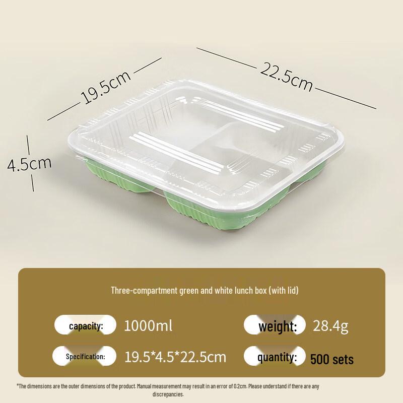 ZISIZ Rice Husk 3-Compartment Disposable Food Container