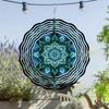 Vibrant Blue Green Geometric Wind Chime 10 Inch Outdoor Metal Garden Sculpture with Intricate Patterns Ideal for Spring Summer Fall Winter Decor