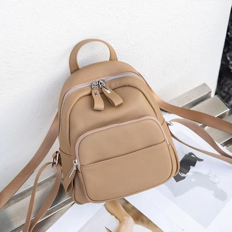 Rucsac simplu din piele naturală pentru femei, la modă, mic rucsac pentru femei, Senior Sense, toate potrivirile, geantă de umăr din piele de vacă