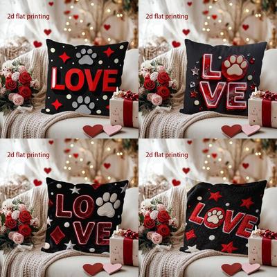 Love Paw Prints Star Decorative Throw Pillow Cover Pattern Cushion Cover Suitable for Sofa Bedroom Car Pillow Cover