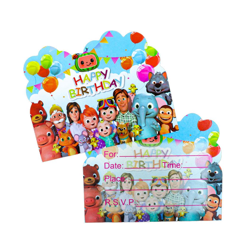 

Посуда одноразовая Бумажные тарелки Бумажные стаканы Салфетки Скатерти Украшения для дня рождения Cocomelon