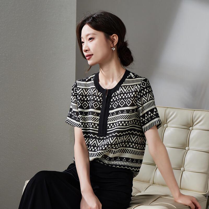 SOFSIL Women s 100% Silk Geometric Print Blouse M