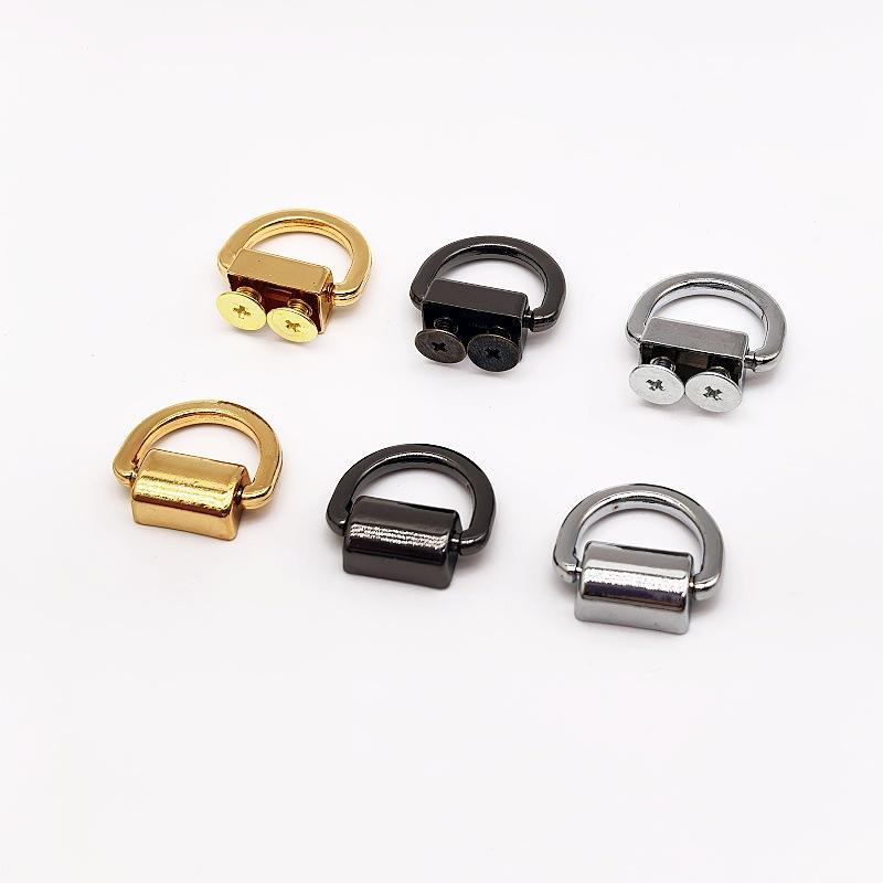 10Pcs D-Ring Buckle Lightweight Metal Side Clip Connectors for Handbag Strap DIY Small Leather Goods Making