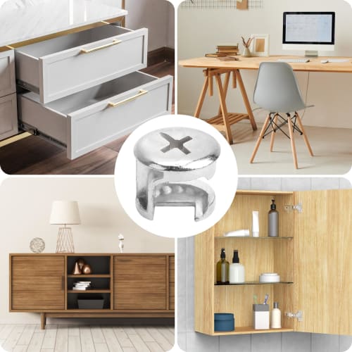 8-Piece Set of 13 x 11mm Camlock Nuts for Furniture Cam Joints, Cam Lock Screws, and Joint Connector Lock Nuts