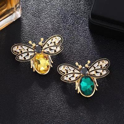 High-end Glass Little Bee Brooch, Sophisticated and Exclusive Vintage-style Corsage, Adorable High-end Pin.