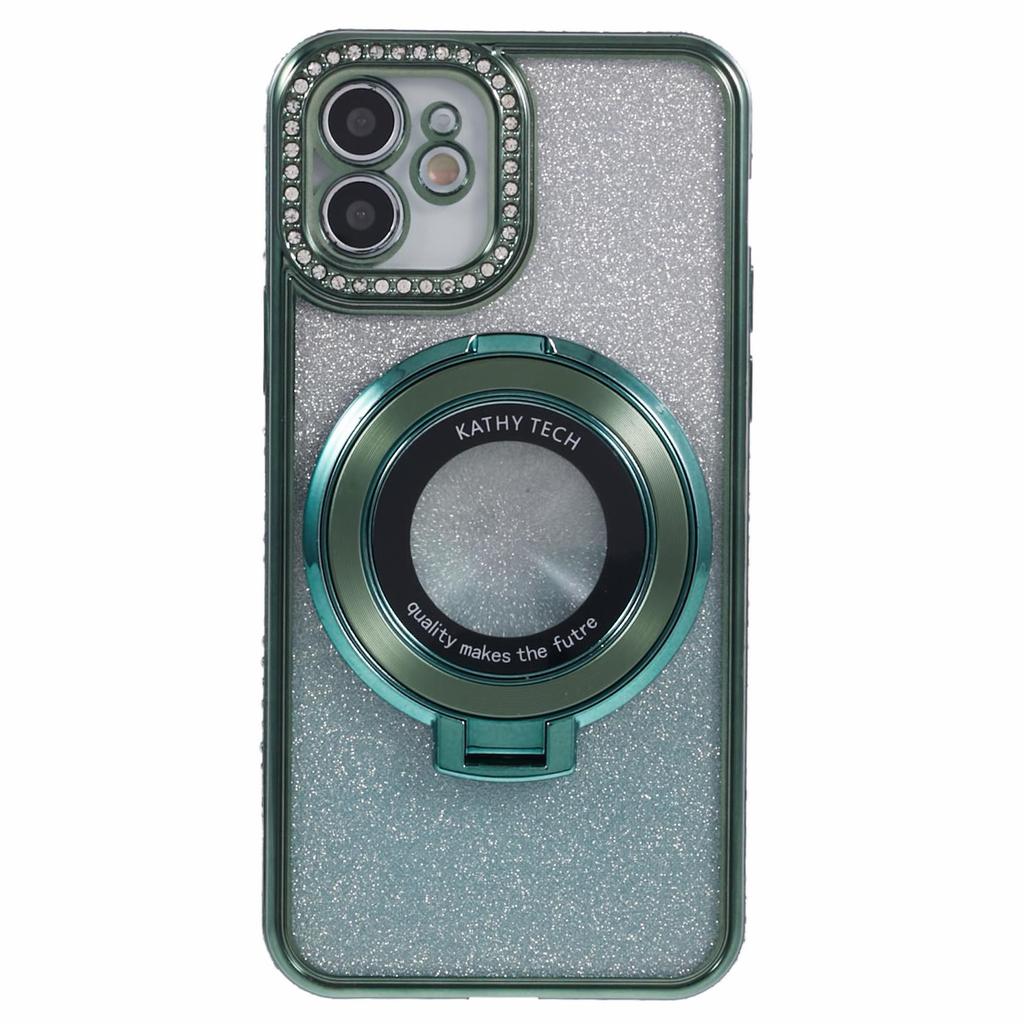 For iPhone 11 Cell Phone Case Gradient TPU Cover with Kickstand/Rhinestone