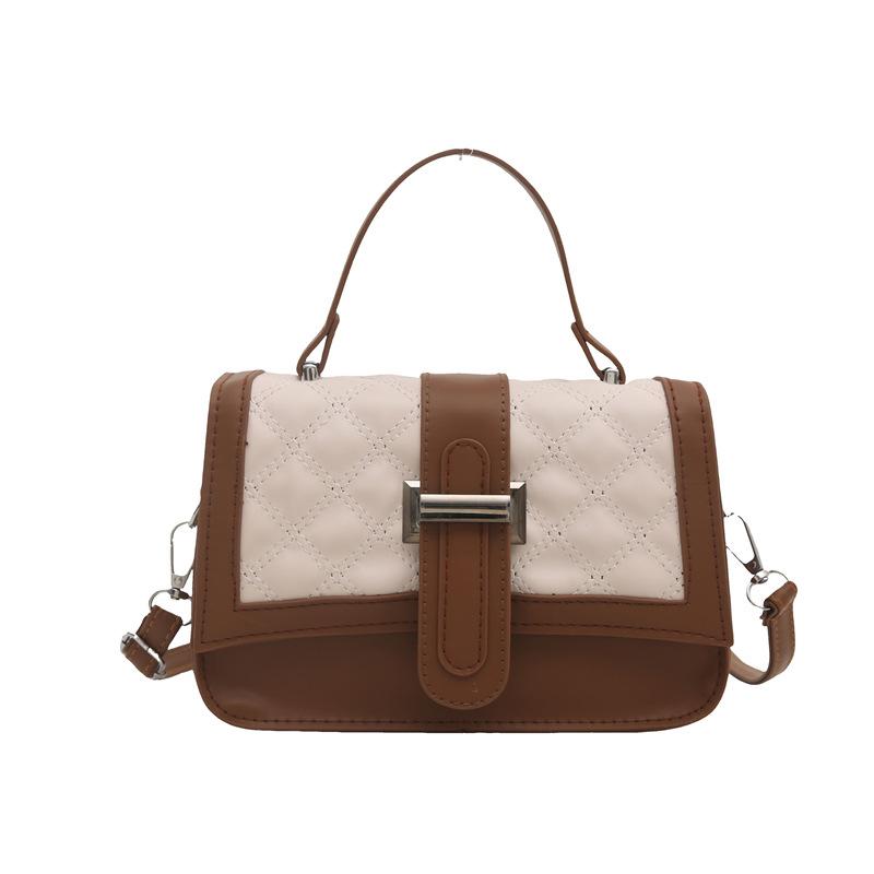 

Women s bag 2025 new fashion small square bag texture PU shoulder bag niche turn lock messenger bag