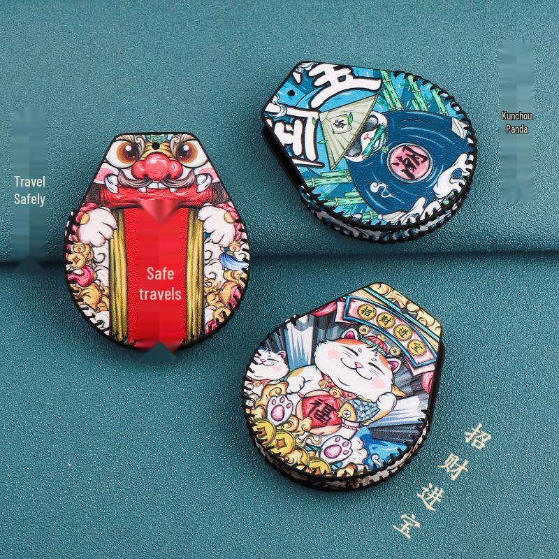 HiPhi X Smart Key Lederhülle - Stilvolle Unisex-Schlüsseltasche mit Schnalle und National Tide Design