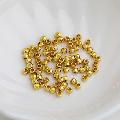 18K Gold-Filled Multi-Faceted Rhombus Spacer Beads for DIY Projects, Color-Preserving Loose Beading Accessories.