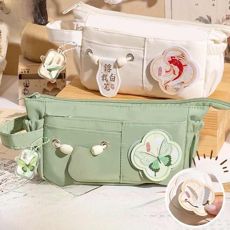 Chinese Style Student Pen Case With Large Capacity For Girls And Boys