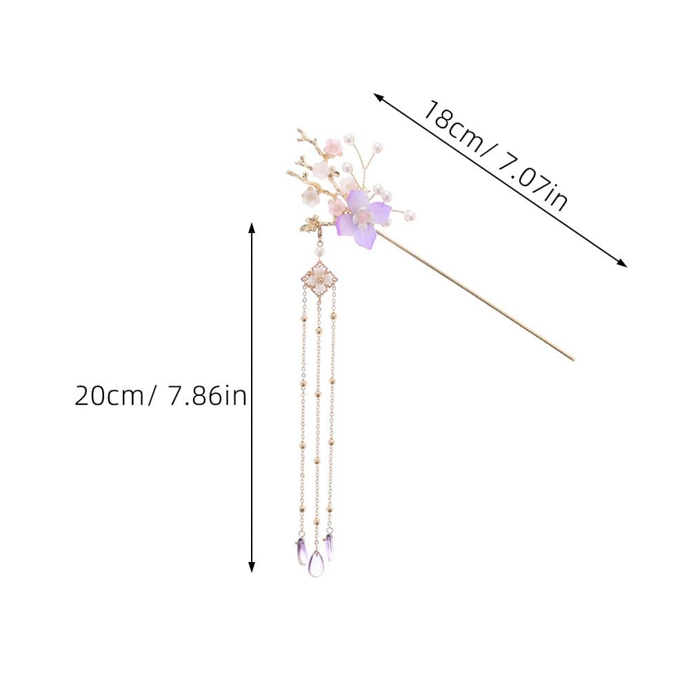 Alloy Tassel Hairpin with Jade Flower and Pearl Perfect for Kimono and Tomesode Hair Accessory Hairpin, Kanzashi, Design, (Furisode) (Tomesode),