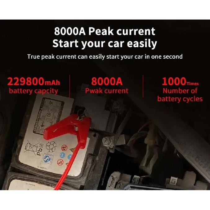 New 229800mAh Car Jump Starter Portable Power Bank Battery Starter 12V Gas and Diesel Vehicles Emergency Booster Assecories