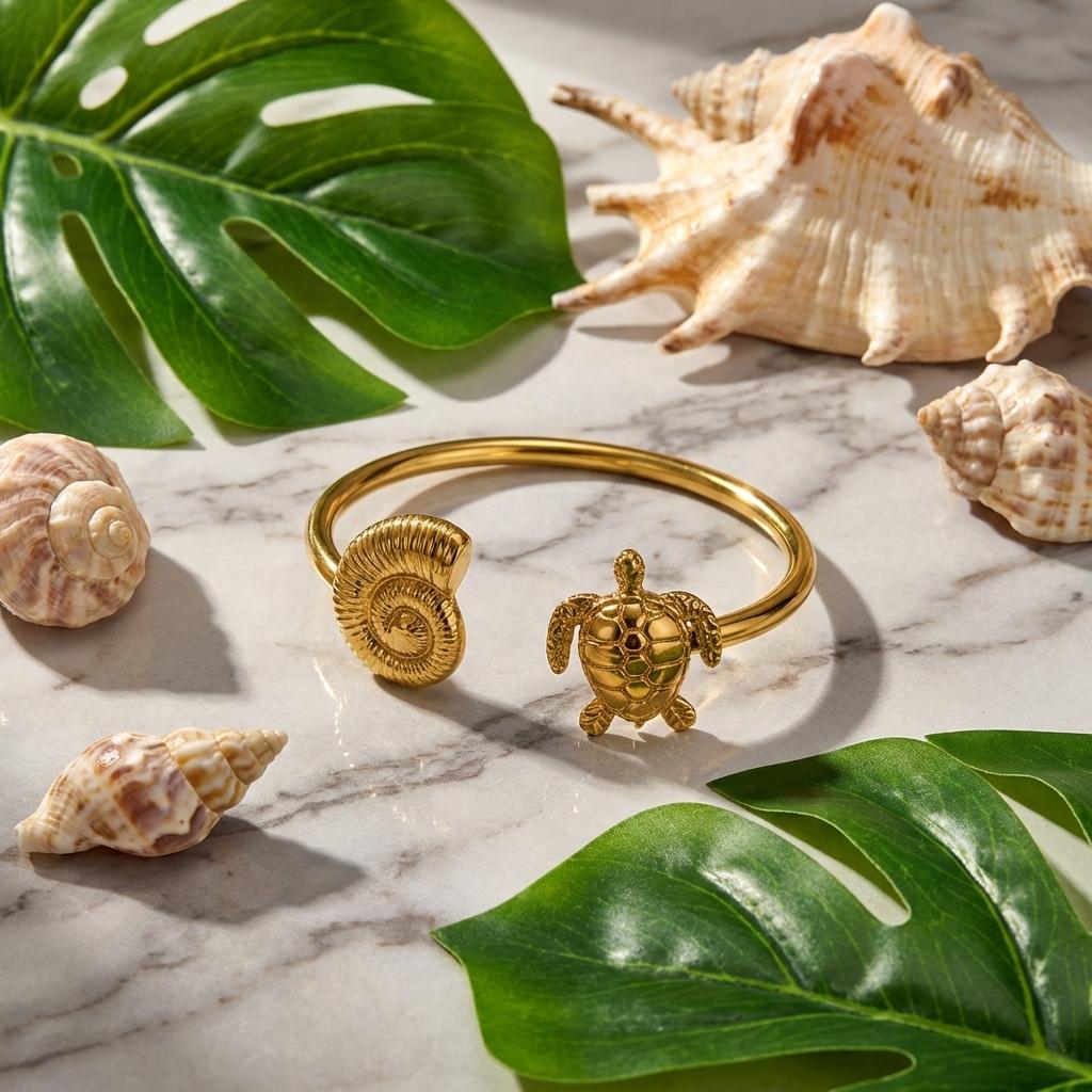 Creative Starfish Conch Splicing Bracelet for Women Stainless Steel Turtle Ocean Geometry Cuff Bangles Summer Beach Jewelry
