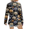 Women's Casual Fashion Sexy Comfort Halloween Printed V-Neck Button Long Sleeve