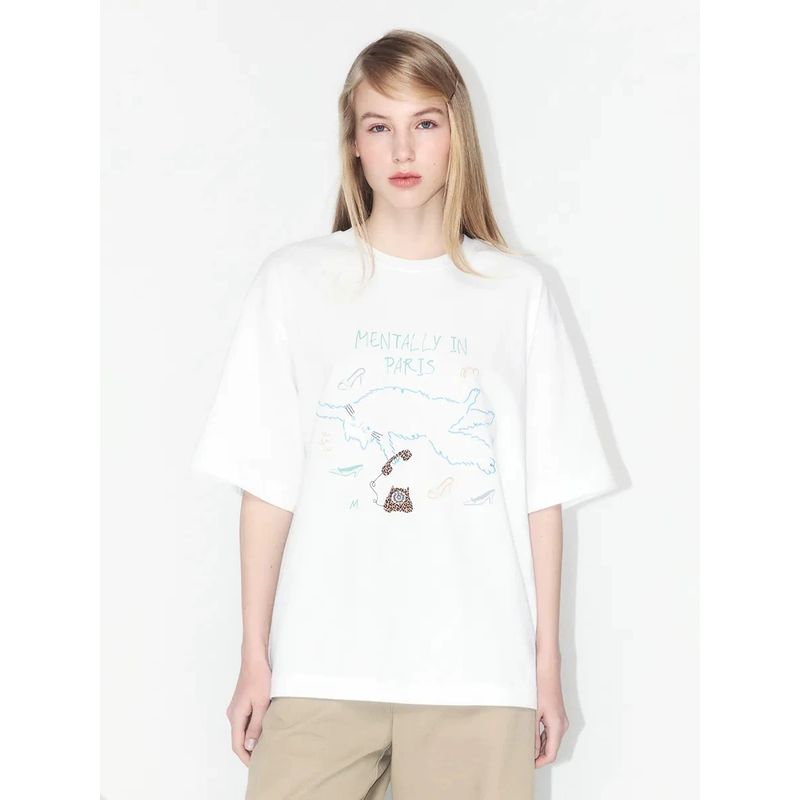 New Printed Crew Neck Short-Sleeve T-Shirt Western Style Fashion Print T-shirt