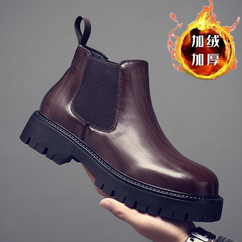 

Chelsea boots men s spring and autumn breathable high-top shoes British style one-pedal Martin boots men s spring and autumn boots men s cigarette b 44