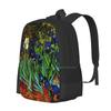 " Irises " By Vincent Van Gogh-Vincent Van Gogh Inspired Bag Backpack For Men Women Girls Teenage Irises By Vincent Van Gogh