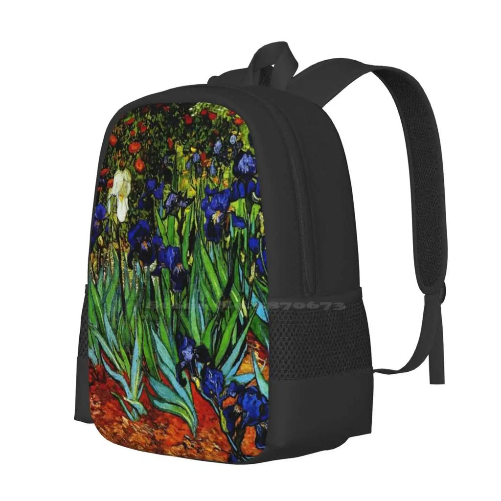 " Irises " By Vincent Van Gogh-Vincent Van Gogh Inspired Bag Backpack For Men Women Girls Teenage Irises By Vincent Van Gogh