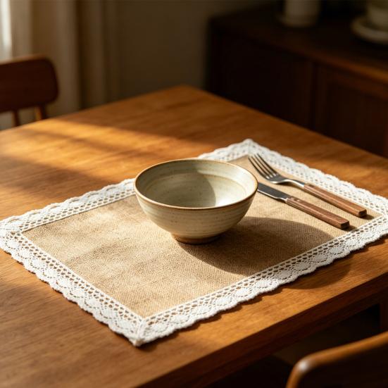 Bohemian Jute Placemats Heat-Insulating Placemats Wear-Resistant Stain-Proof Mats Reusable Heat-Resistant Pads for Tables, Kids & Family Dining