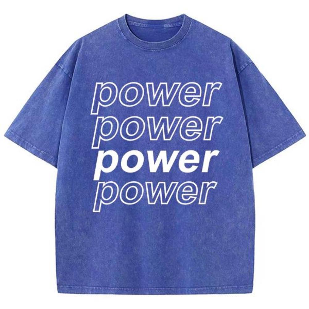 Power Art Font Design Print T Shirts Men Cotton Leisure T-Shirt Design Oversized T-Shirts Loose Fitting Short Sleeved