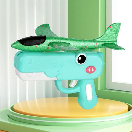 Foam Bombs Dinosaur Airplane Launcher Toy Set Soft Foam Glider Plane with Catapult Mechanism Lightweight Outdoor Flying Toy for Kids Birthday Gifts