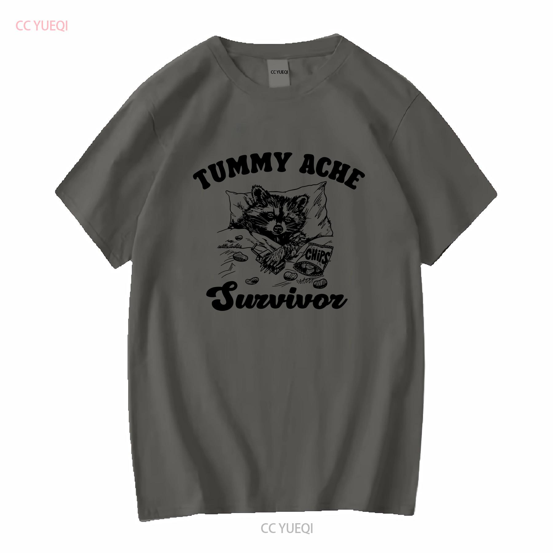 

Vintage Tummy Ache Survivor T Shirt Funny Racoon Oversized Trash Panda Retro 90s Weirdcore Meme Animal Lover vintage Washed 4XL